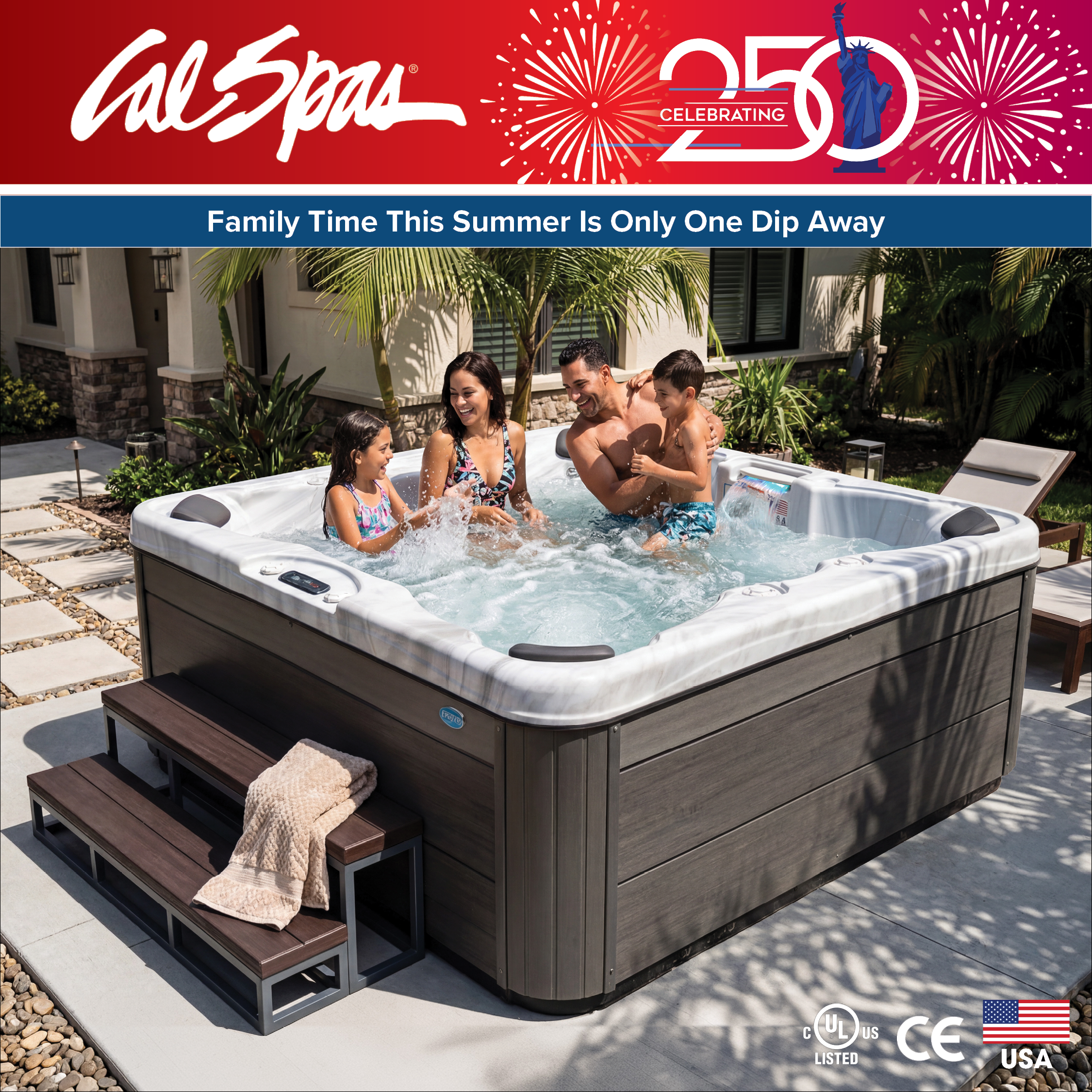 Calspas hot tub being used in a family setting - Jersey City
